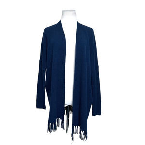 Joie blue cashmere long sleeves fringe hem open front cardigan size XXS